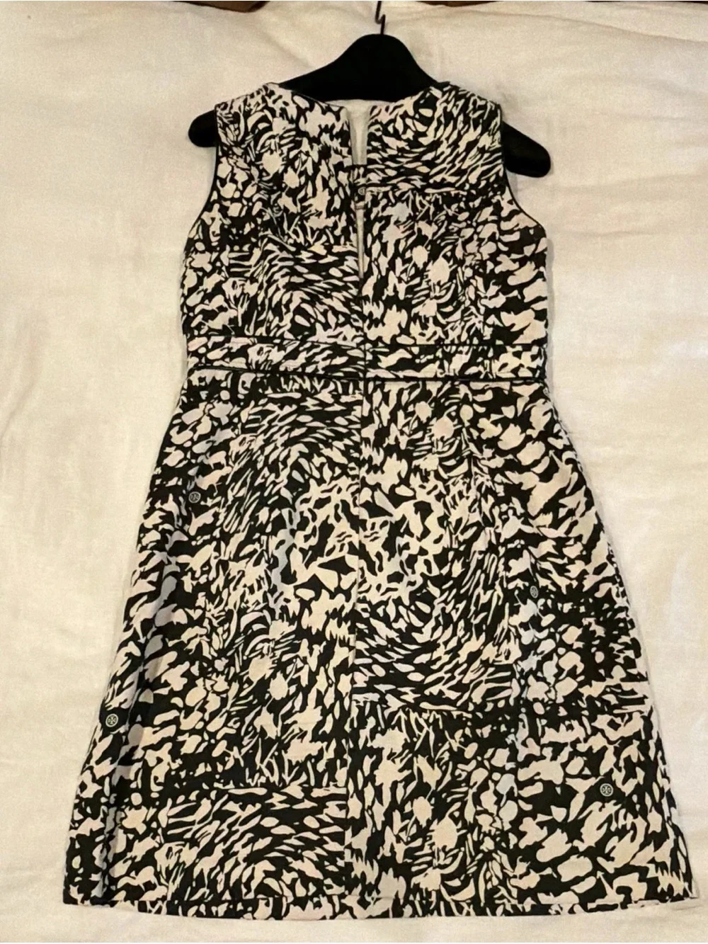 Tory Burch Black and White Printed Sleeveless Mini Dress